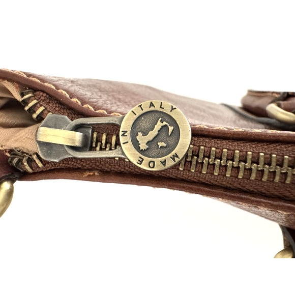 Persaman Work Tote Bag Brown Leather Top Zip Double Handles Crossbody Strap - Picture 3 of 16